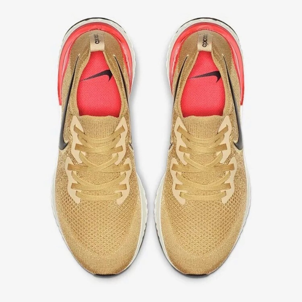 Nike Epic React Flyknit2 Club Gold Black Red Orbit - Picture 3 of 5